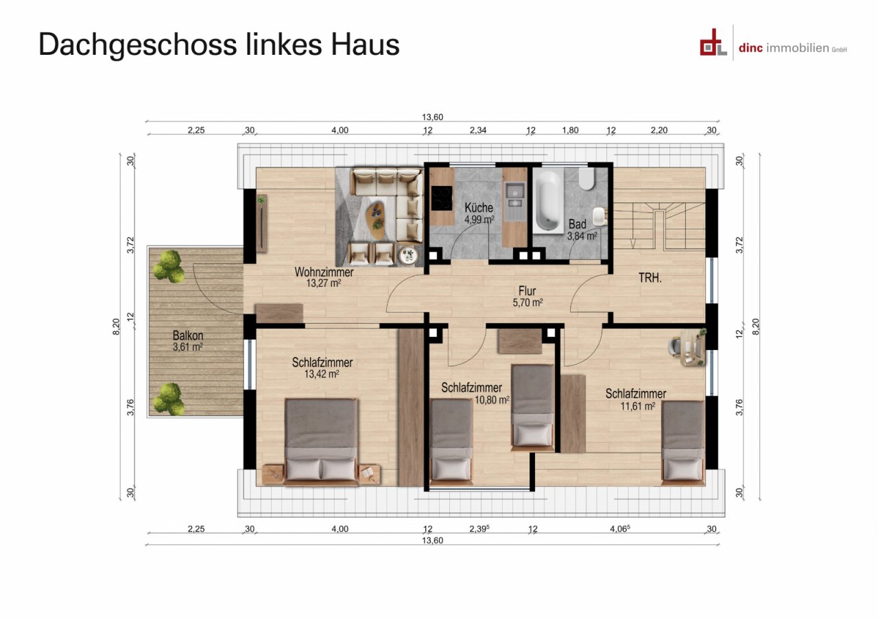 Grundriss Dachgeschoss linkes Haus Grundriss Dachgeschoss linkes Haus